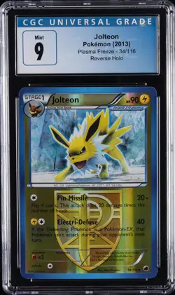 2013 POKEMON PLASMA FREEZE - REVERSE HOLO #34/116 JOLTEON CGC 9 - Image 1