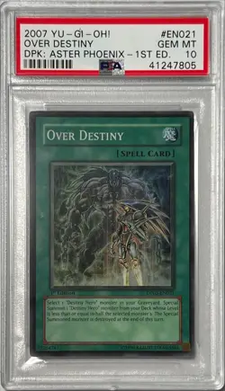 Yu-Gi-Oh! 1st Ed. PSA 10 GEM-MT 'Over Destiny' DP05-EN021 ~SUPER RARE~ LOW POP - Image 1