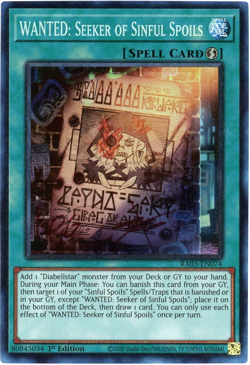 YuGiOh! WANTED: Seeker of Sinful Spoils RA03-EN074 Prismatic Collector's Rare - Image 1