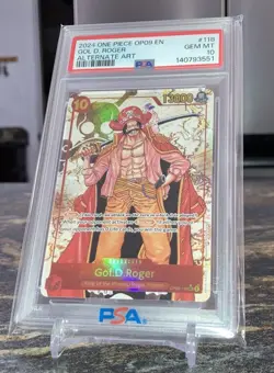 PSA 10 Gem Mint Gol D. Roger One Piece Op09 #118 Alternate Art Sec Foil English - Image 3