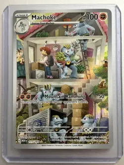 Pokemon TCG Machoke Scarlet Violet 151 Holo Illustration Card 177/165 Rare - Image 1