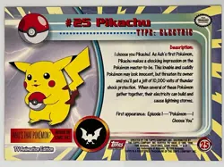 Topps Chrome Pokemon 2000 Series Pikachu Sparkle Catalog Card Number 25 - Image 2