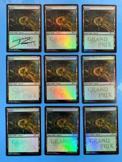 Grand Prix promo Foil Forest x9 mtg 1 artist Donato Giancola signed all lp - Image 1