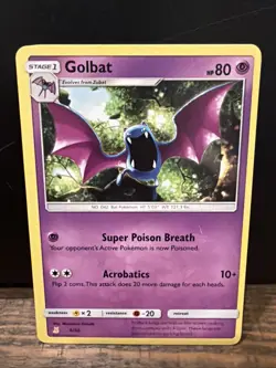 golbat sun & moon Pokemon card stage 1 hp80 2017 tcg 6/30 LP free shipping! - Image 1
