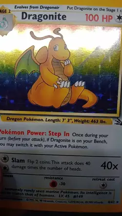 Pokemon TCG Fossil Holo Dragonite 4/62 Unlimited LP/NM Original Owner - Image 2
