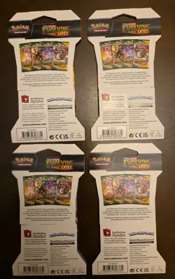 Pokemon Evolving Skies New Sealed Sleeved Blister Booster x4 Packs Full Art Set - Image 2