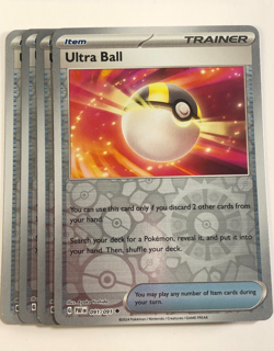 Pokemon TCG Paldean Fates 4x Playset Reverse Holographic Ultra Ball 091/091 NM - Image 1