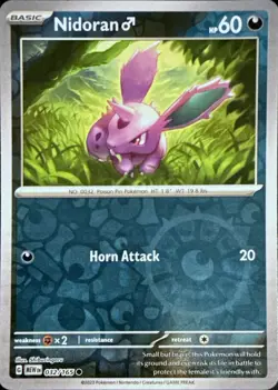 Nidoran M 032/165 Common 151 Pokemon Reverse Holo Near Mint - Image 1