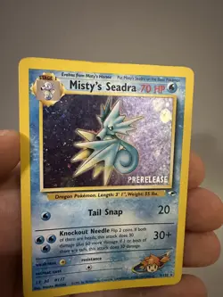 Misty's Seadra 9/132 Gym Heroes Unlimited HOLO RARE Pokemon Prerelease swirl - Image 2