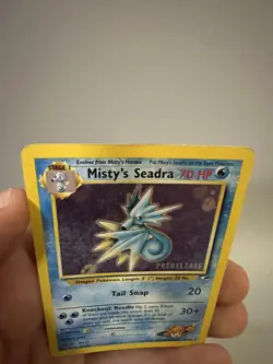 Misty's Seadra 9/132 Gym Heroes Unlimited HOLO RARE Pokemon Prerelease swirl - Image 3