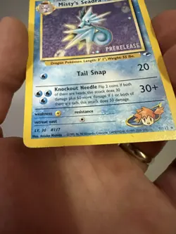 Misty's Seadra 9/132 Gym Heroes Unlimited HOLO RARE Pokemon Prerelease swirl - Image 4