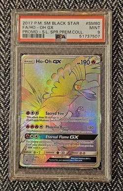 2017 POKEMON SM BLACK STAR PROMO #SM80 FULL ART/HO-OH GX PSA 9 - Image 1