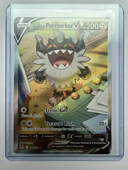 Galarian Perrserker V 184/196 Full Art Ultra Rare Pokemon 2022 Lost Origin NM - Image 1
