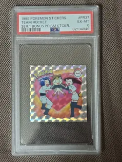 1999 Pokemon Stickers Team Rocket PR37 Series 1 Bonus Prism Sticker PSA 6 - Image 1