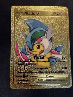 Flying Pikachu V HP 675 — Gold Foil Pokemon Fan art card - Image 1