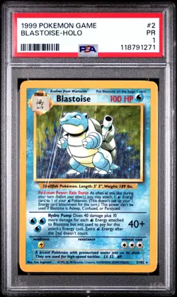PSA 1 PR 1999 Base Set Blastoise 2/102 Holo Foil Pokemon WOTC Unlimited - Image 1