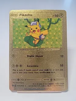 Pikachu Gold Foil Fan Art Pokemon Card HP80 Static Shock - Image 2