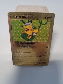 Pikachu Gold Foil Fan Art Pokemon Card HP80 Static Shock - Image 3