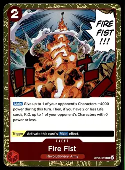 FIRE FIST OP05-019 R AWAKENING OF THE NEW ERA 2023 ONE PIECE CARD GAME NM - Image 1