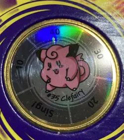 1999 Hasbro Pokemon Battling # 35 Clefairy Gold Coin Game Nintendo RARE - Image 1