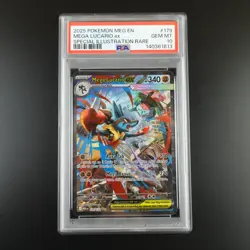 PSA 10 Mega Lucario ex 179/132 Pokemon Mega Evolutions Graded Card - Image 1
