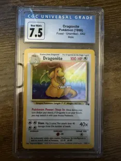 Pokemon Dragonite Fossil Unlimited Holo Rare 4/62 CGC 7.5 1999 Graded Card - Image 1