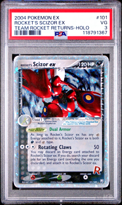 PSA 3 2004 Pokemon EX Team Rocket Returns Rocket's Scizor EX Holo Foil 101/109 - Image 1