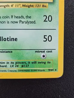 Pokemon Pinsir 9/64 Jungle Holo No Symbol Misprint - HP - Image 4
