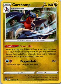 Pokemon TCG Garchomp Sword & Shield: Brilliant Stars 109/172 Holo Holo Rare - Image 1