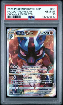 2023 POKEMON SWSH BLACK STAR PROMO #291 FULL ART/LUCARIO VSTAR PSA 10 - Image 1