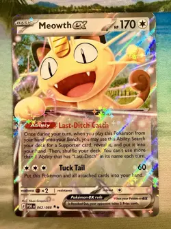 Meowth ex 062/088 Me03: Perfect Order Holo Pokemon Card NM - Image 1