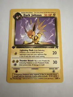 Pokemon Dark Jolteon 1st Edition Non-Holo Card 38/82 MP - Image 1