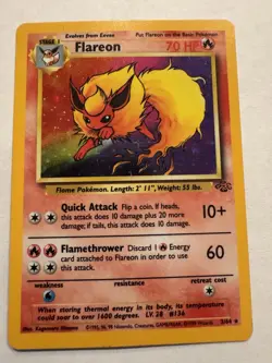 1999 Pokemon Jungle Flareon 3/64 Holo Rare Unlimited Wizards English Card - Image 1