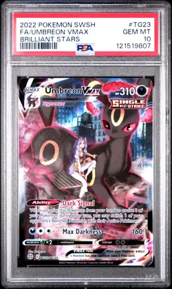 2022 POKEMON SWORD & SHIELD BRILLIANT STARS #TG23 FULL ART/UMBREON VMAX PSA 10 - Image 1