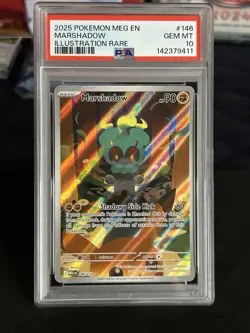 2025 Pokemon Marshadow 146/132 Me01: Mega Evolution Holo PSA 10 Gem Mint - Image 1