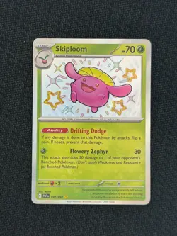 Pokemon TCG Scarlet & Violet Paldean Fates Skiploom Shiny Holo 097/091 - Image 1