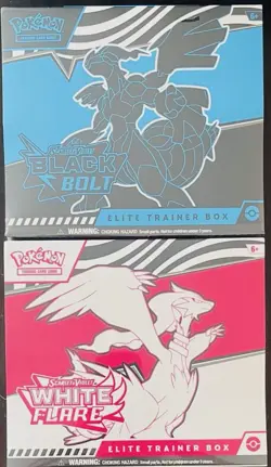 Pokemon S&V Black Bolt and White Flare Elite Trainer Box ETB Set - Image 1