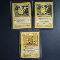 Pokemon TCG Pikachu, Raichu Base Set Lot 3 Cards - 1999 Wizards - Image 1
