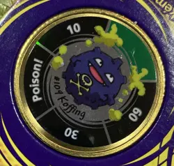 1999 Hasbro Pokemon Battling # 109 Koffing Gold Coin Game Nintendo RARE - Image 2