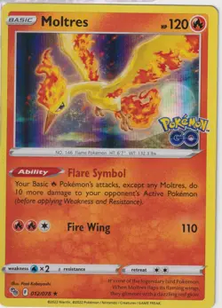 MOLTRES - 012/078 Holo Pokemon GO - POKEMON NM/M - Image 1