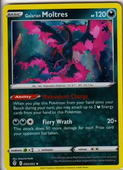 GALARIAN MOLTRES - 093/203 Holo Evolving Skies - POKEMON NM/M - Image 1