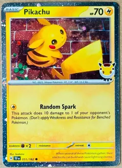 2026 POKEMON DAY PROMO PIKACHU COSMOS HOLO 051/162 NM+ 30TH ANNIVERSARY STAMP 🎈 - Image 1