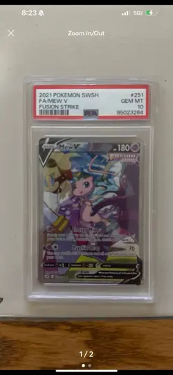 Pokemon Mew V Full Art 251/264 Fusion Strike Ultra Rare PSA 10 Holo English - Image 1