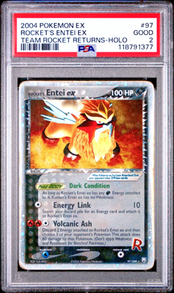 PSA 2 2004 Pokemon EX Team Rocket Returns Rocket's Entei EX Holo Foil 97/109 - Image 1