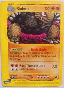 Golem 49/165 Rare Non Holo Vintage Expedition Base Set Collectible Pokemon Card - Image 1