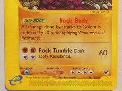 Golem 49/165 Rare Non Holo Vintage Expedition Base Set Collectible Pokemon Card - Image 3