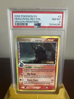 Heracross Dragon Frontiers Reverse Holo Rare Pokemon Card 3/101 2007 PSA 8 - Image 1