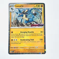 Lucario Scarlet & Violet Stamp 114/198 Cosmo Uncommon Holo Pokemon 2023 Fast Sh - Image 1