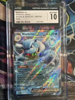 Pokemon Scarlet Violet Blastoise EX 009/165 CGC 10 Gem Mint - Image 1