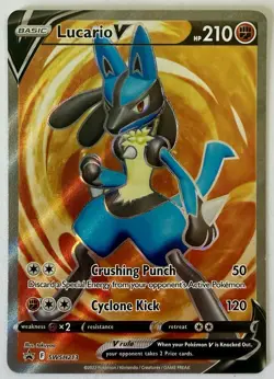 Lucario V Pokemon Sword & Shield SWSH213 Full Art Holo Black Star Promo NM - Image 1